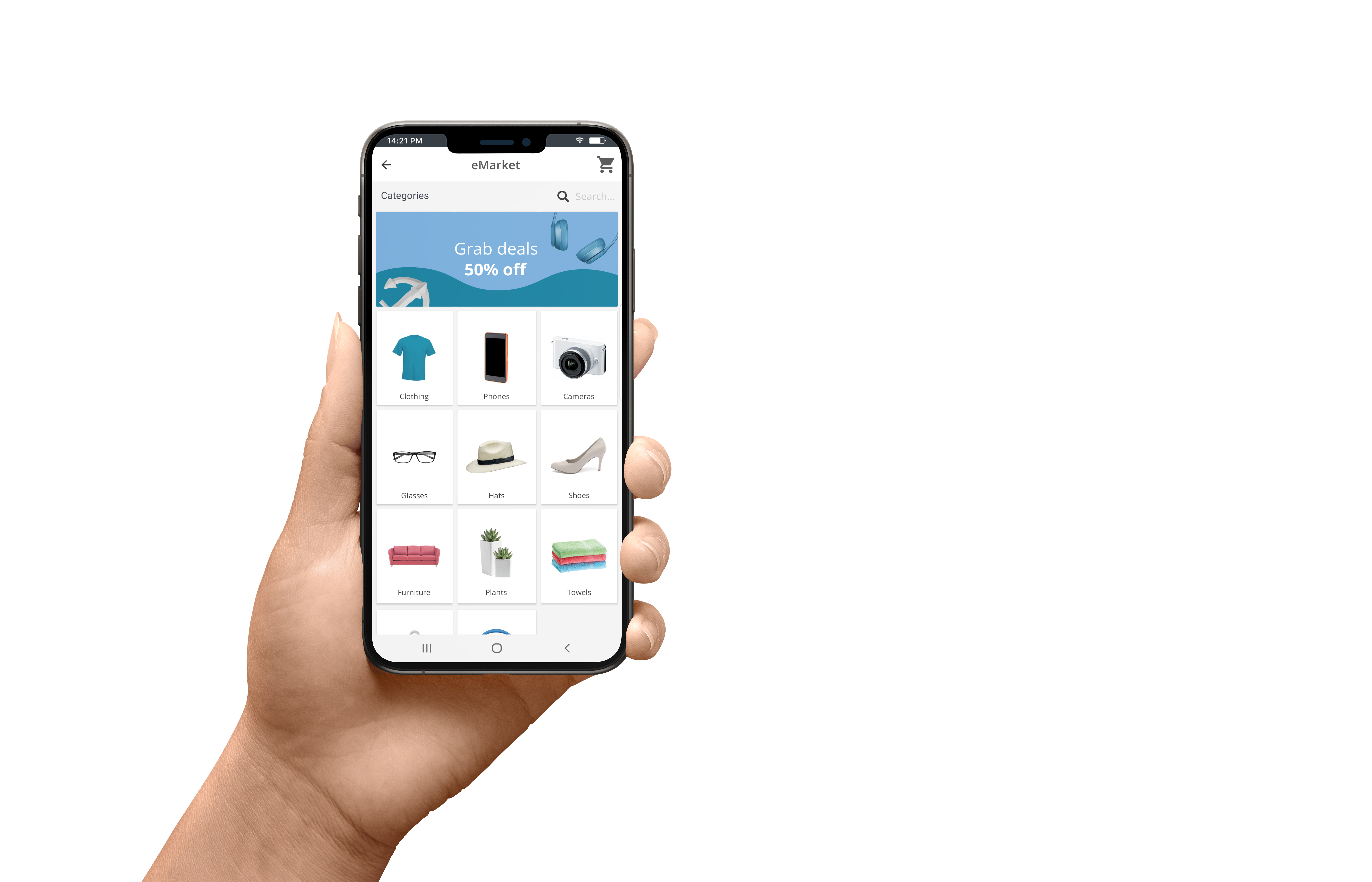 An eCommerce store's website layout on a phone. Omnichannel fulfillment helps websites provide a consistent shopping experience across multiple sales channels.